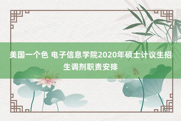 美国一个色 电子信息学院2020年硕士计议生招生调剂职责安排